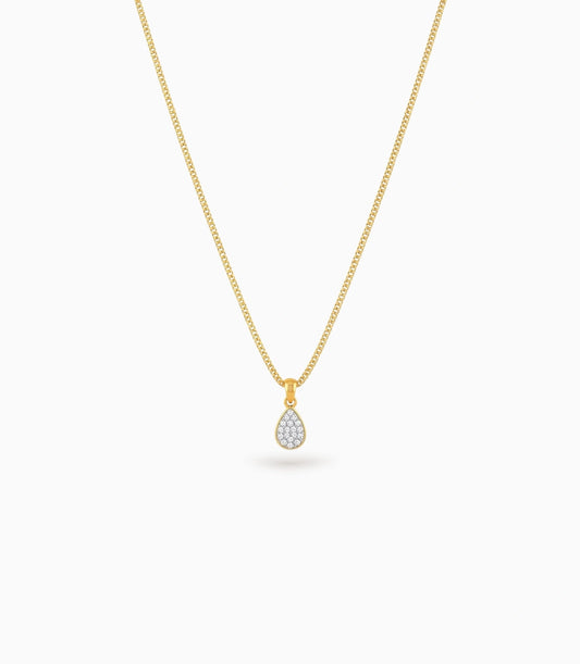 Gold Plated Oval CZ Chain & Pendant