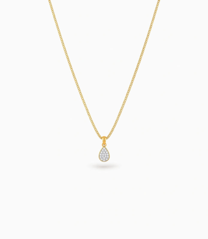 Gold Plated Oval CZ Chain & Pendant