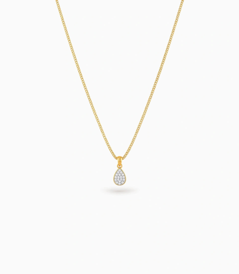 Gold Plated Oval CZ Chain & Pendant