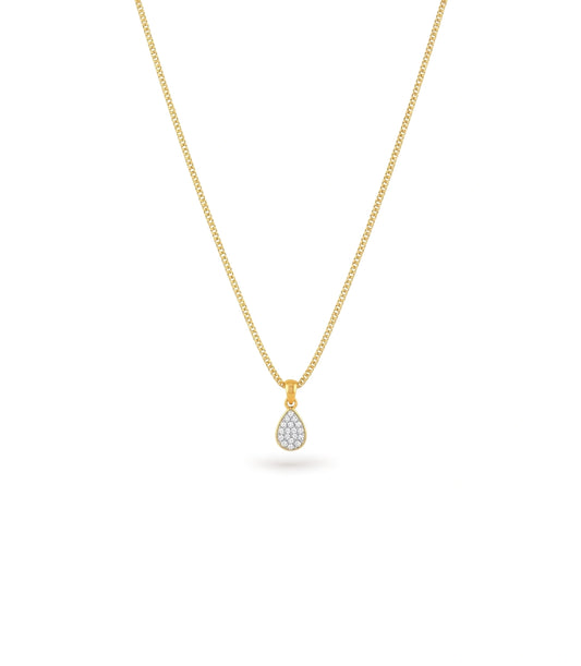 Gold Plated Oval CZ Chain & Pendant