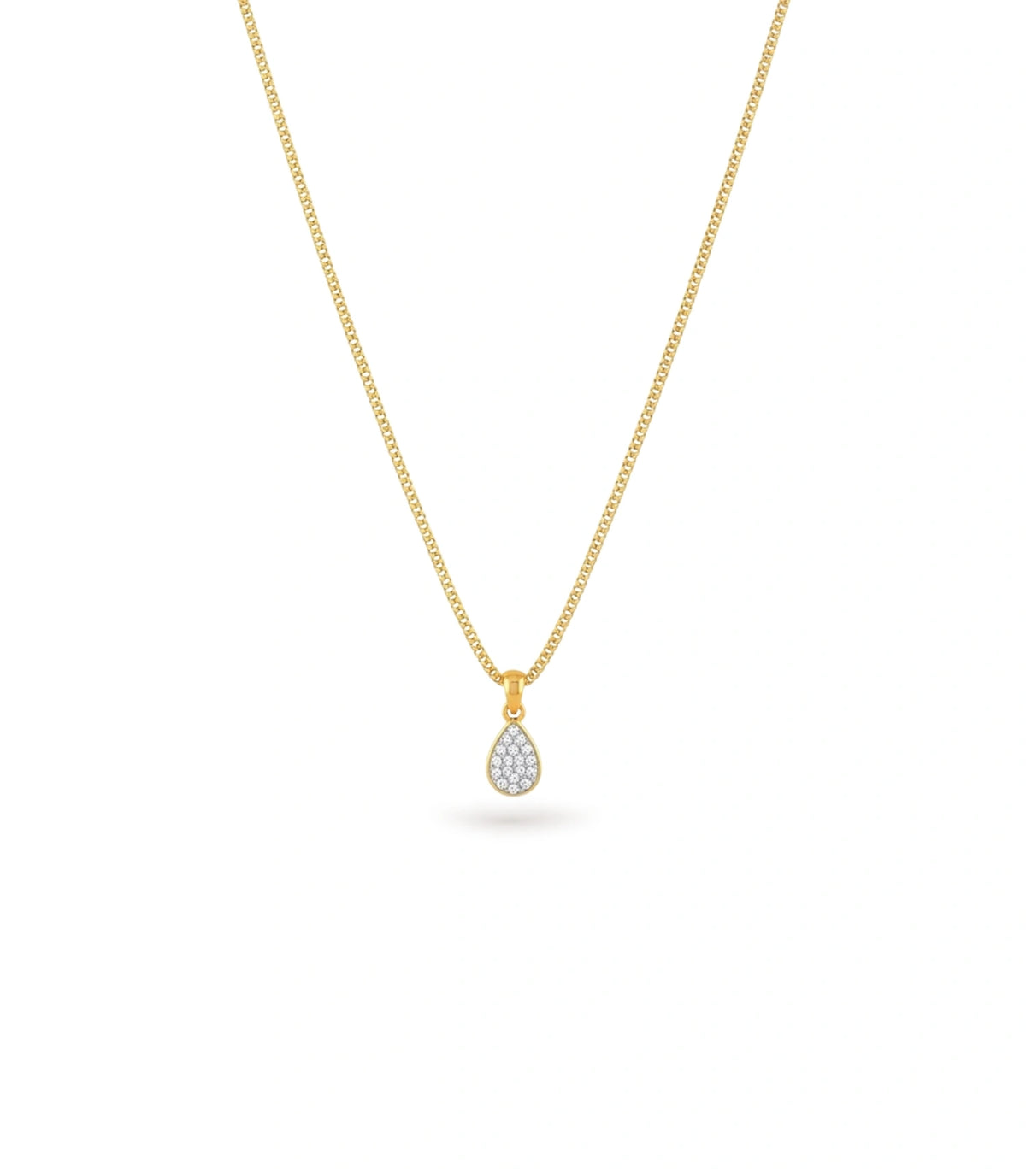 Gold Plated Oval CZ Chain & Pendant