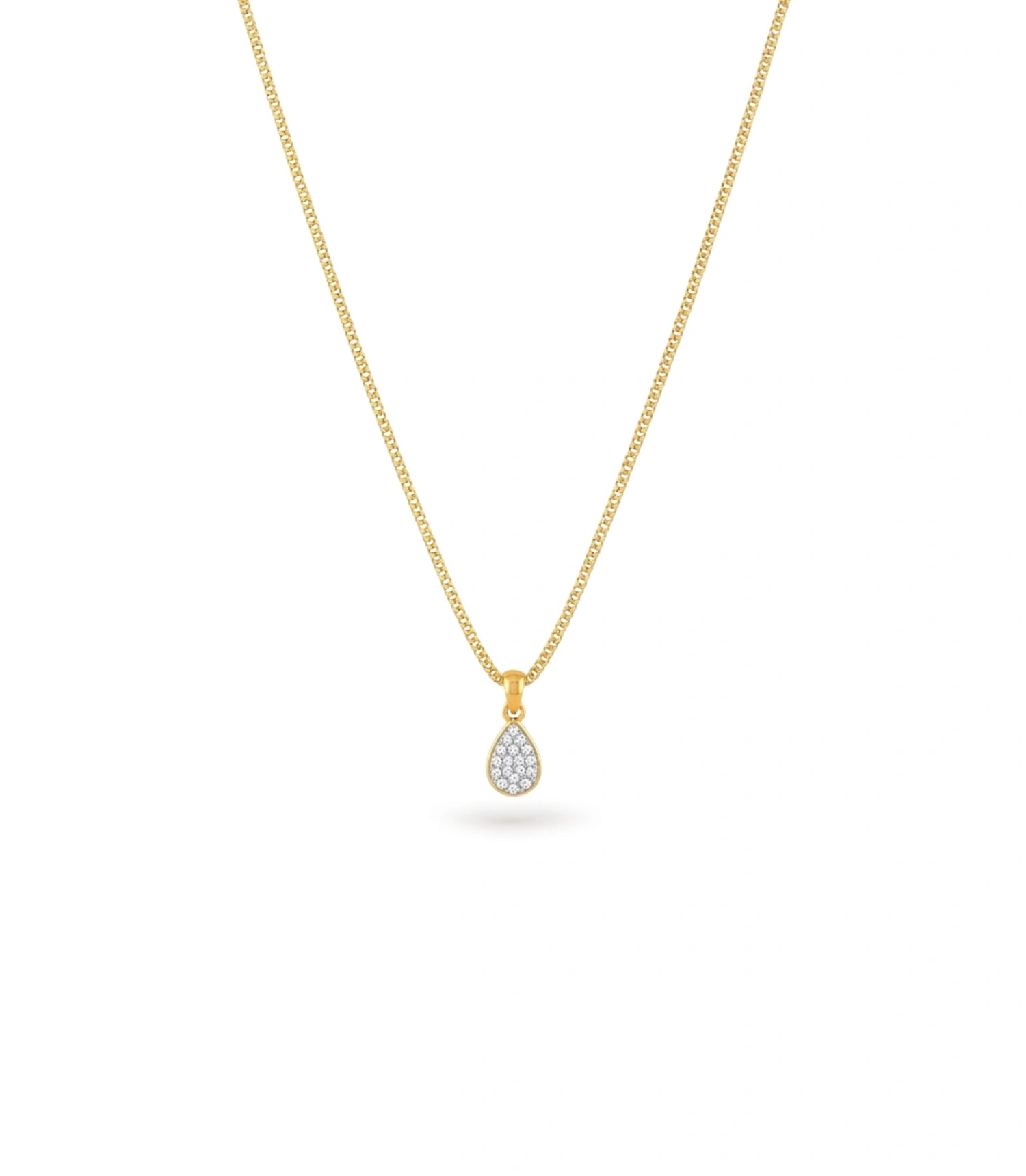 Gold Plated Oval CZ Chain & Pendant