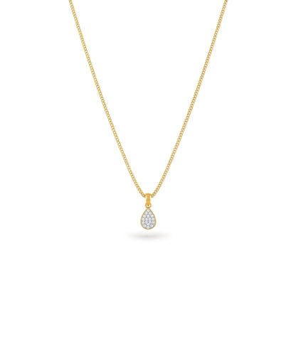 Gold Plated Oval CZ Chain & Pendant
