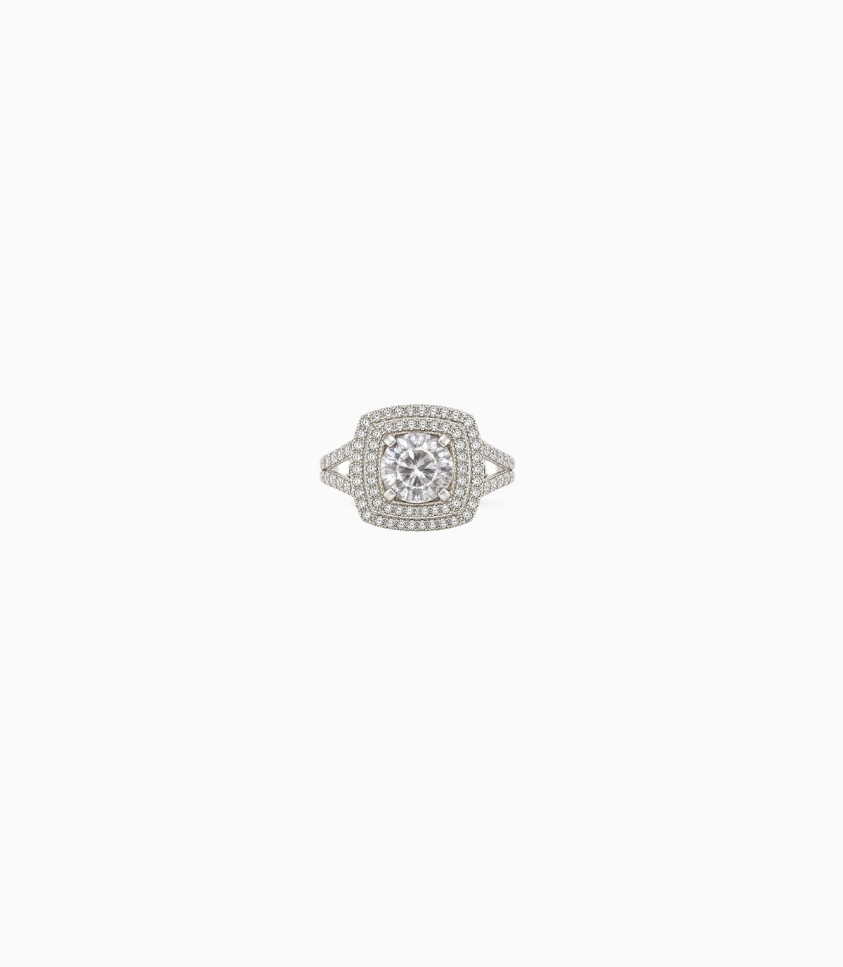 Rhodium Plated Solitaire AD Finger Ring