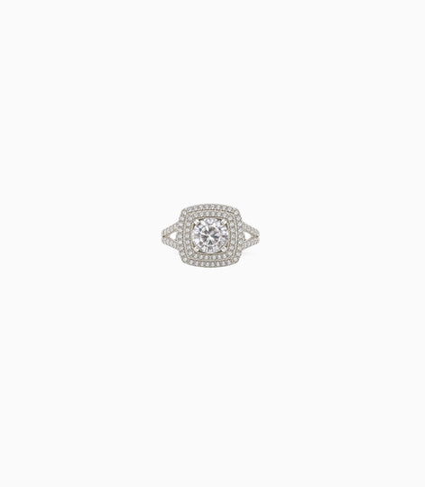 Rhodium Plated Solitaire AD Finger Ring