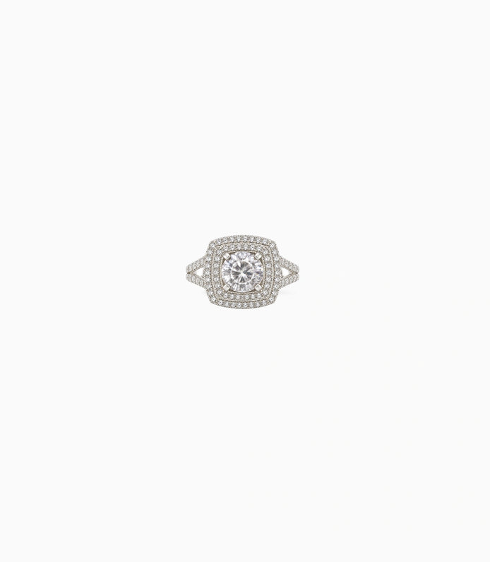 Rhodium Plated Solitaire AD Finger Ring