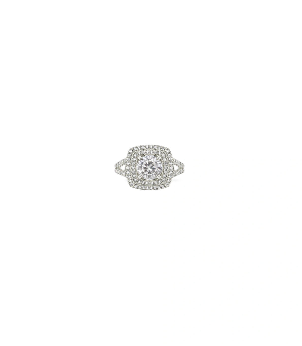 Rhodium Plated Solitaire AD Finger Ring