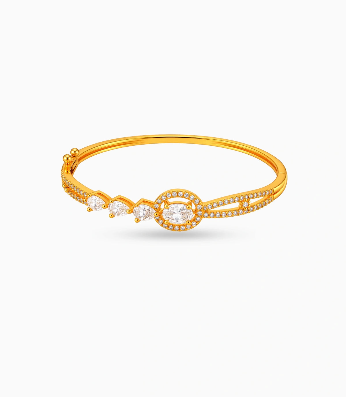 Gold Plated Sparkling Oval AD Flexible Bracelet