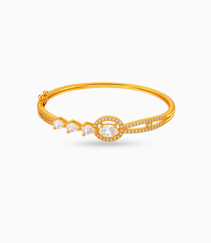 Gold Plated Sparkling Oval AD Flexible Bracelet