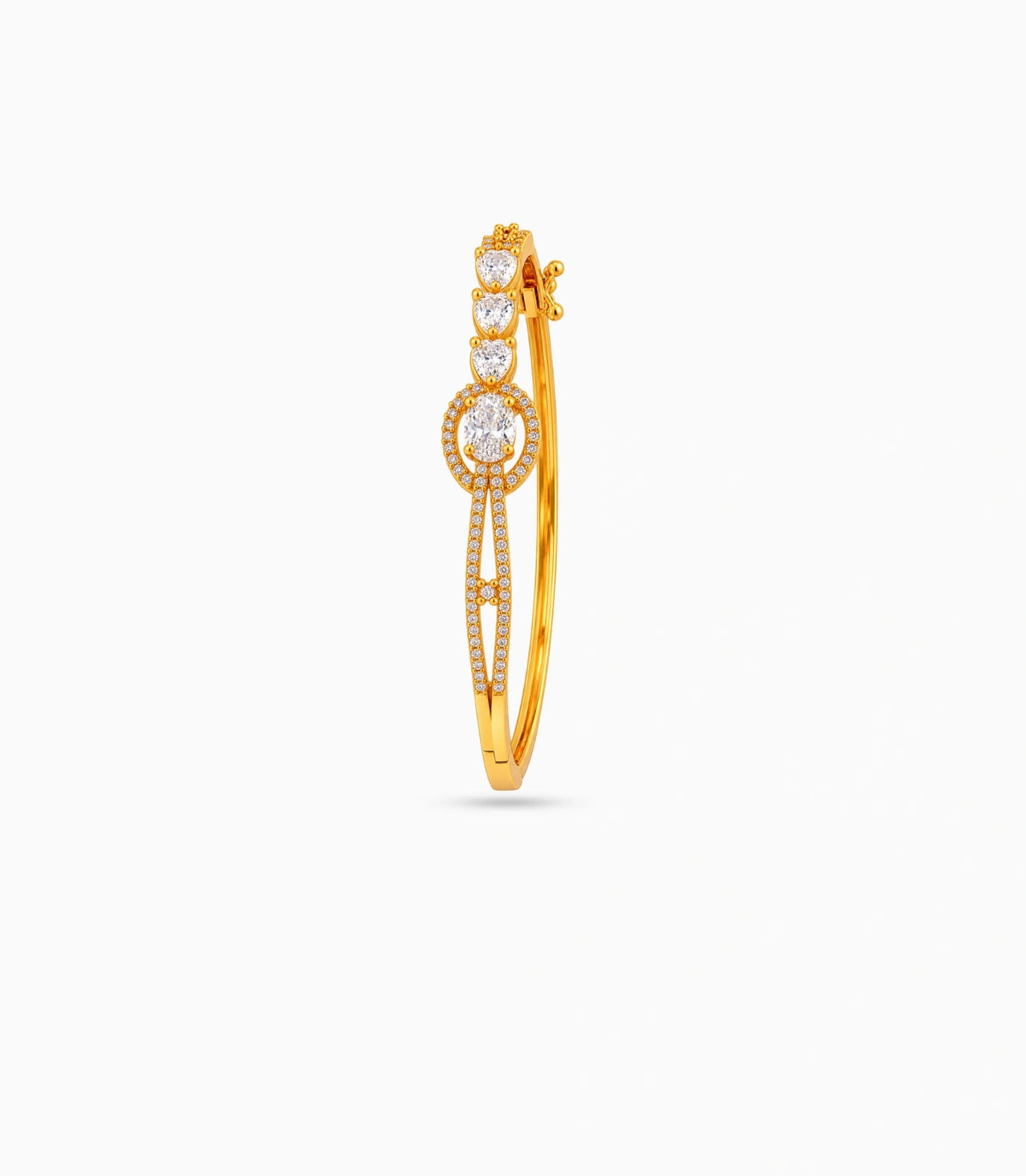 Gold Plated Sparkling Oval AD Flexible Bracelet