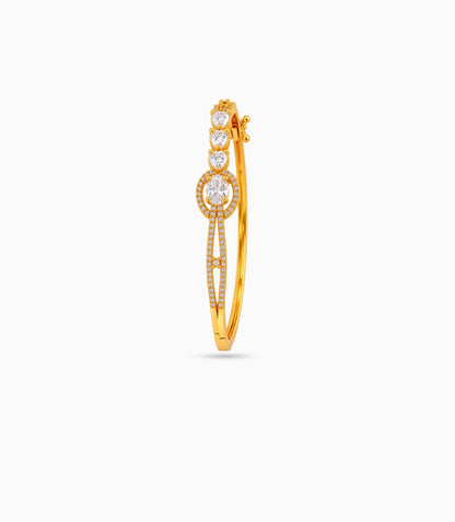 Gold Plated Sparkling Oval AD Flexible Bracelet