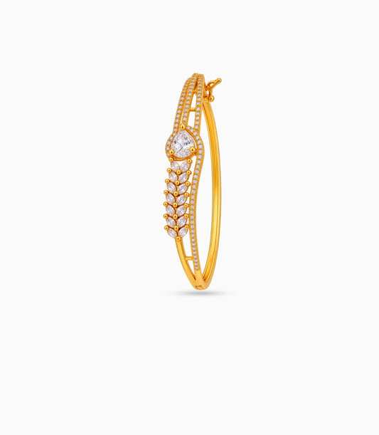 Gold Plated Pear Solitaire AD Flexible Bracelet