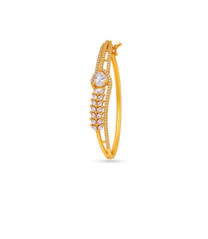 Gold Plated Pear Solitaire AD Flexible Bracelet