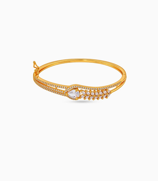 Gold Plated Pear Solitaire AD Flexible Bracelet