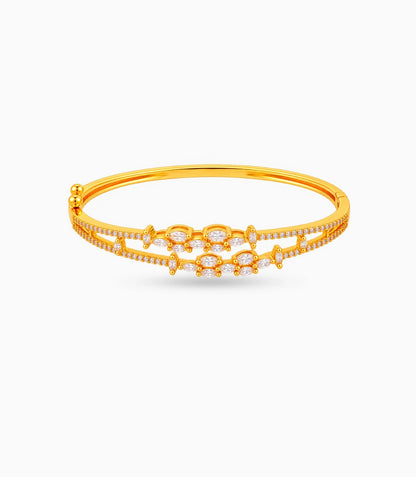 Gold Plated Marquise Cluster AD Flexible Bracelet
