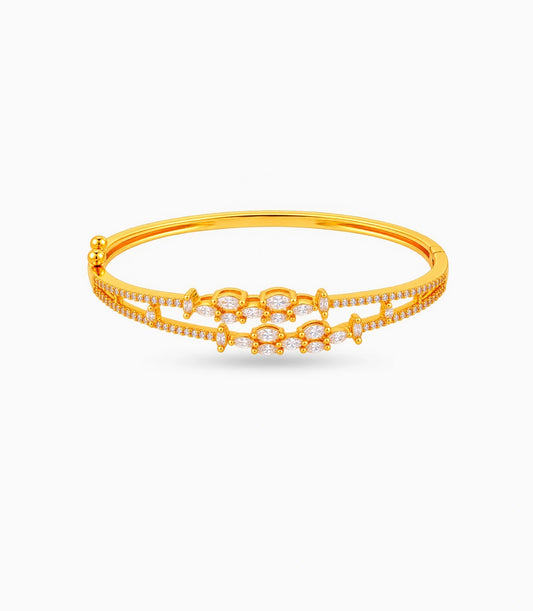 Gold Plated Marquise Cluster AD Flexible Bracelet