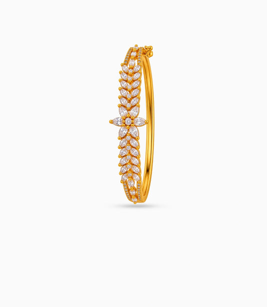Gold Plated Leaf Vine AD Flexible Bracelet