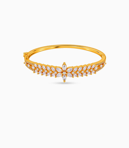 Gold Plated Leaf Vine AD Flexible Bracelet