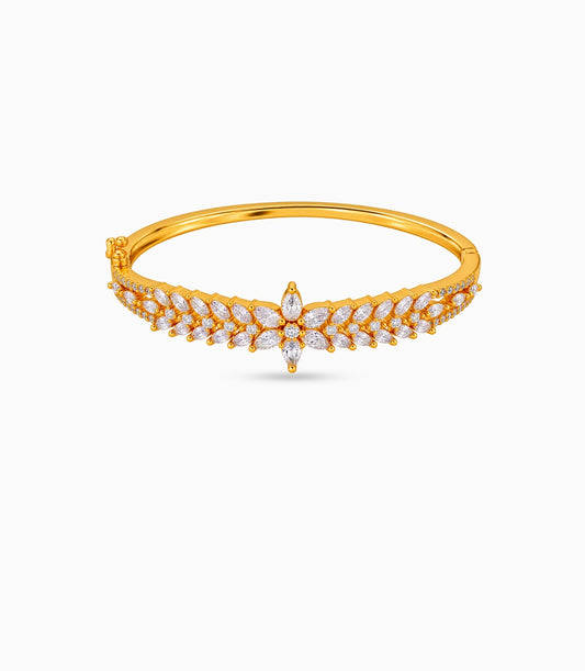 Gold Plated Leaf Vine AD Flexible Bracelet