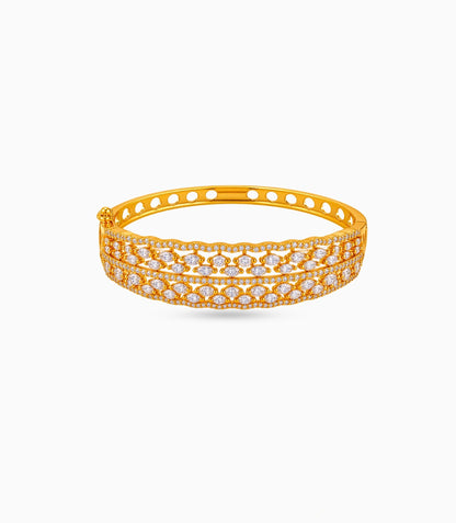Gold Plated Multi-Line Marquise AD Flexible Bracelet