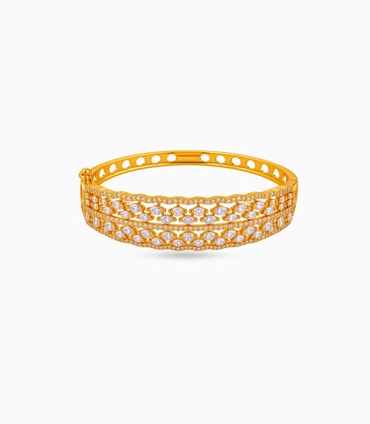 Gold Plated Multi-Line Marquise AD Flexible Bracelet