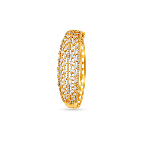 Gold Plated Multi-Line Marquise AD Flexible Bracelet