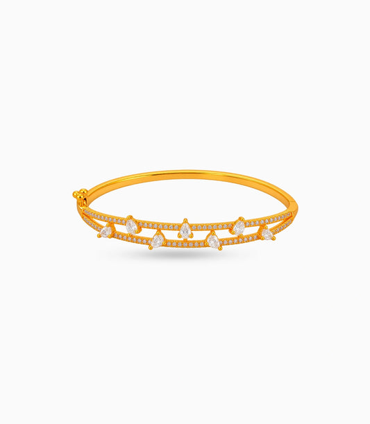 Gold Plated Pear-Cut AD Flexible Bracelet