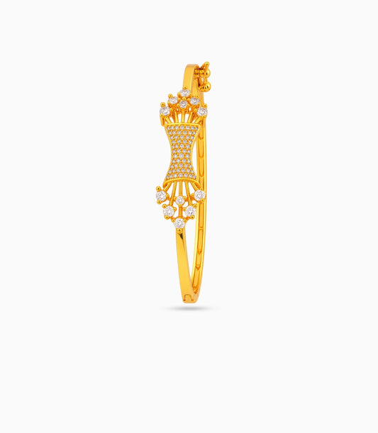 Gold Plated Tapered Hourglass AD Flexible Bracelet