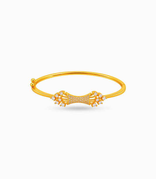 Gold Plated Tapered Hourglass AD Flexible Bracelet