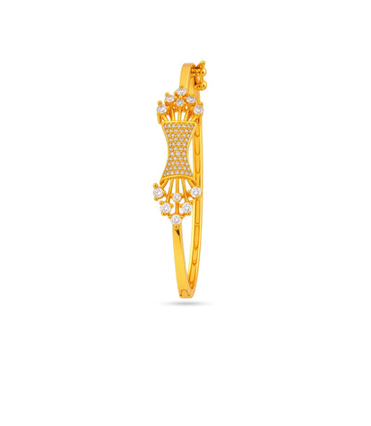 Gold Plated Tapered Hourglass AD Flexible Bracelet