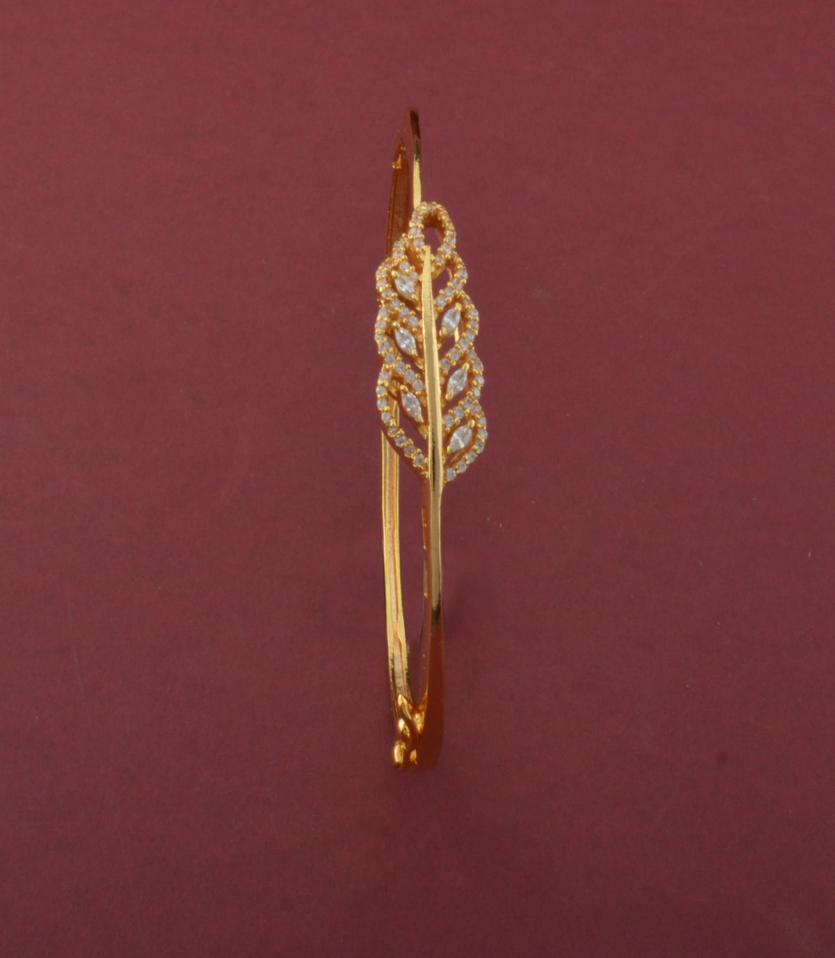 Gold Plated Feather Leaf AD Flexible Bracelet
