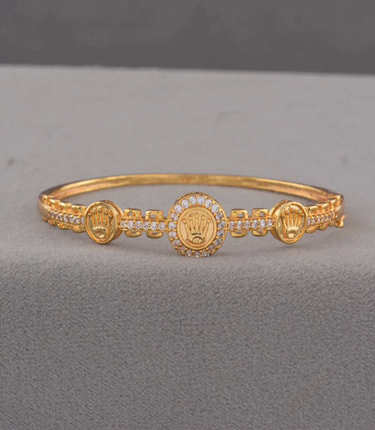 Gold Plated Crown Emblem AD Flexible Bracelet