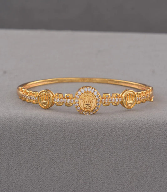 Gold Plated Crown Emblem AD Flexible Bracelet