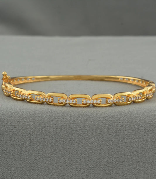 Gold Plated Oval Chain Link AD Flexible Bracelet