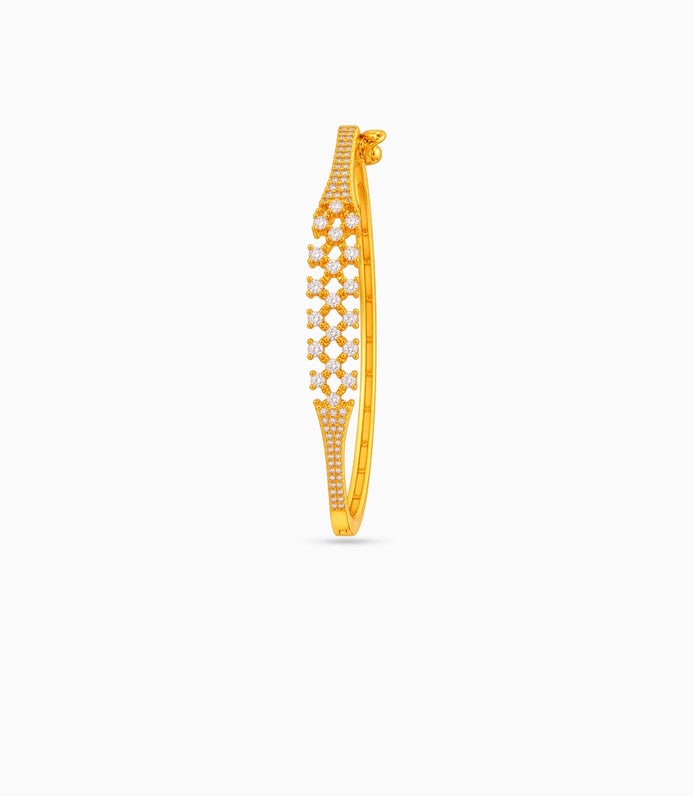 Gold Plated Sparkling AD Flexible Bracelet