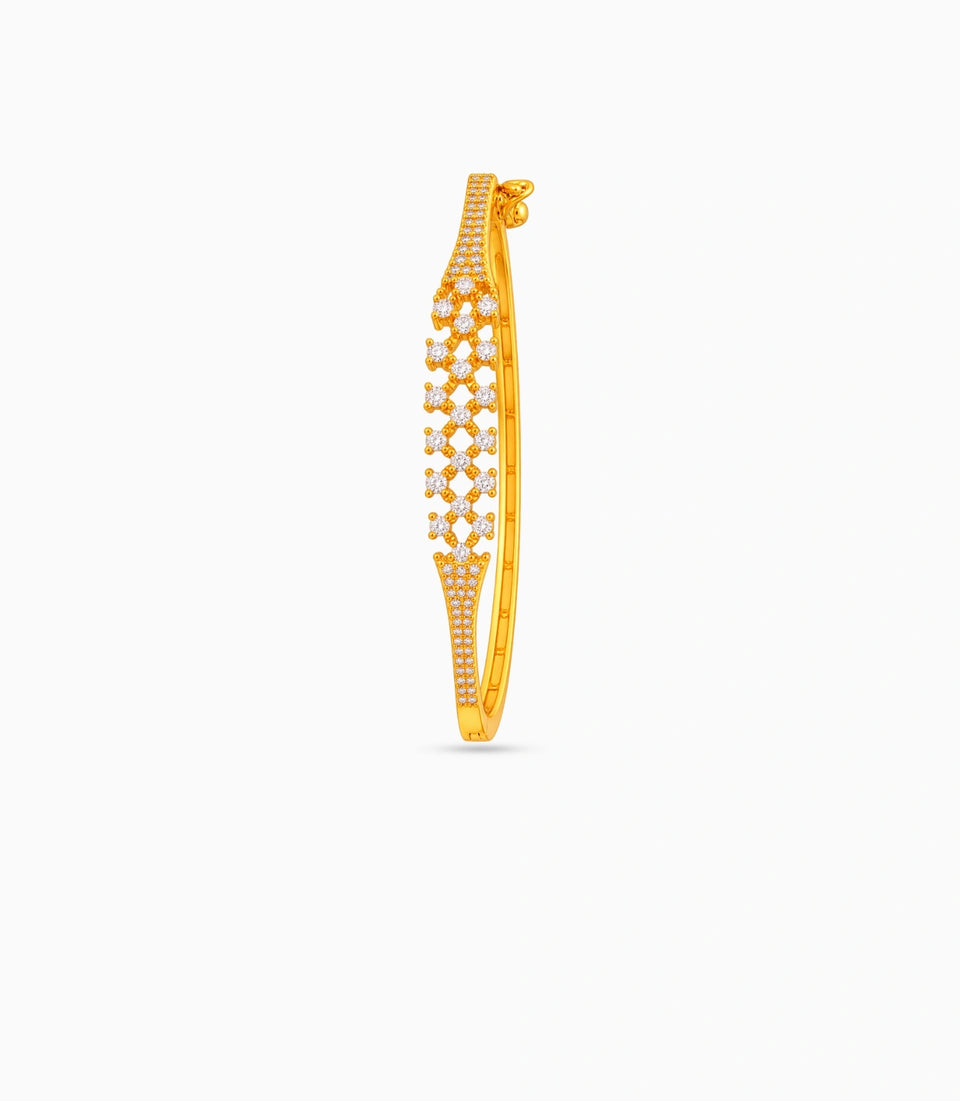 Gold Plated Sparkling AD Flexible Bracelet