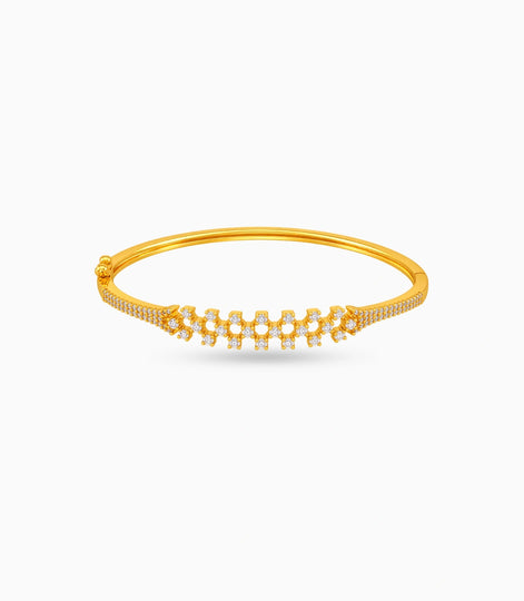 Gold Plated Sparkling AD Flexible Bracelet