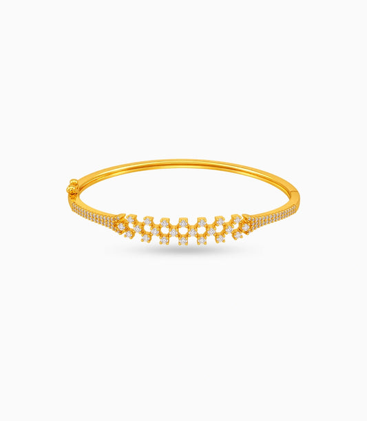 Gold Plated Sparkling AD Flexible Bracelet