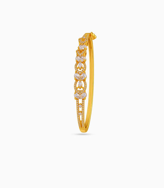 Gold Plated Oval Cut Solitaire AD Flexible Bracelet