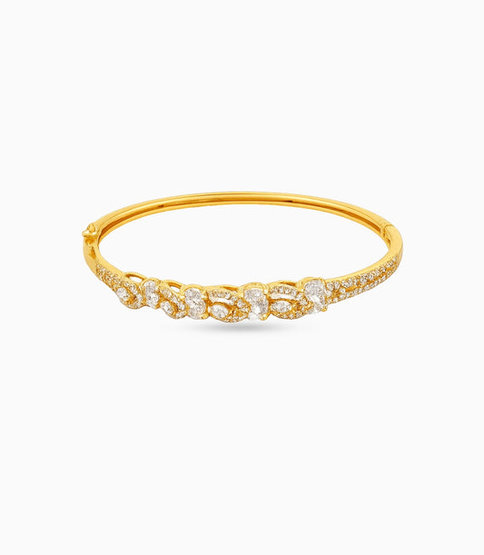 Gold Plated Oval Cut Solitaire AD Flexible Bracelet
