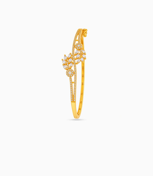 Gold Plated AD Leaf Branch Flexible Bracelet
