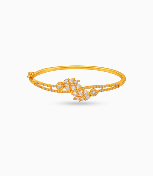 Gold Plated AD Leaf Branch Flexible Bracelet