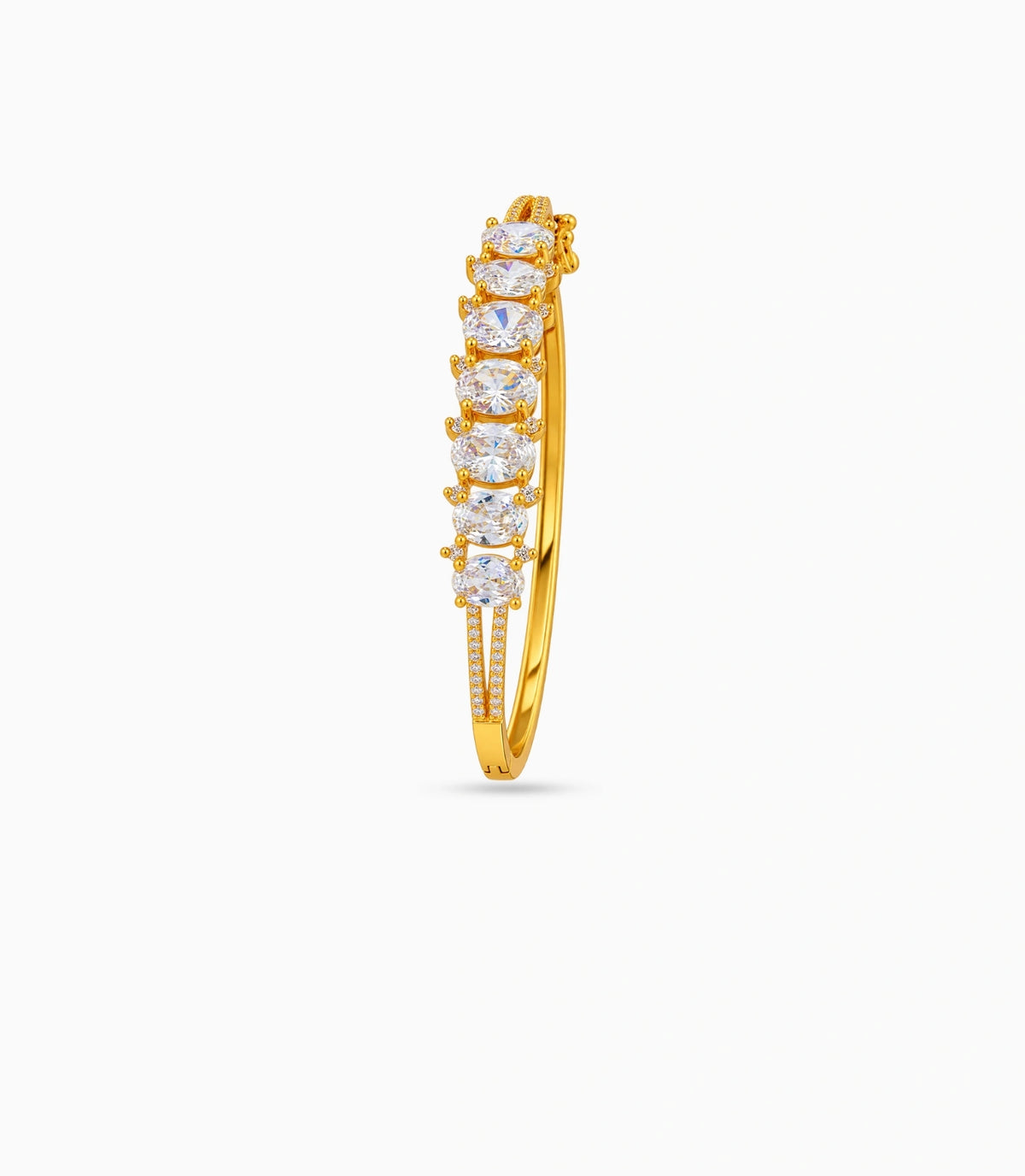 Gold Plated Oval Cut AD Flexible Bracelet