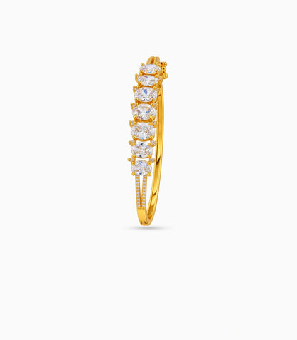 Gold Plated Oval Cut AD Flexible Bracelet