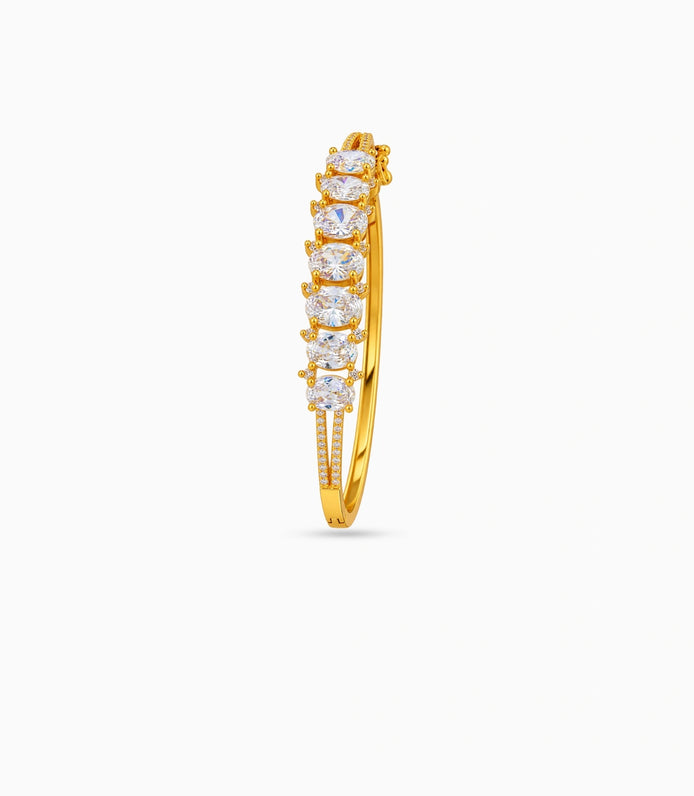 Gold Plated Oval Cut AD Flexible Bracelet