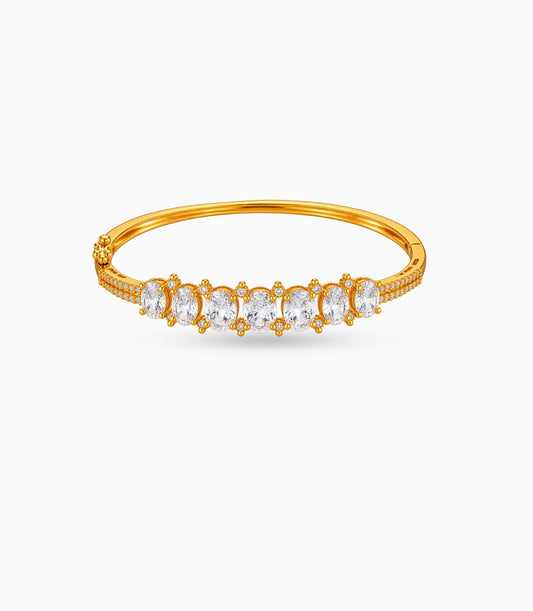 Gold Plated Oval Cut AD Flexible Bracelet