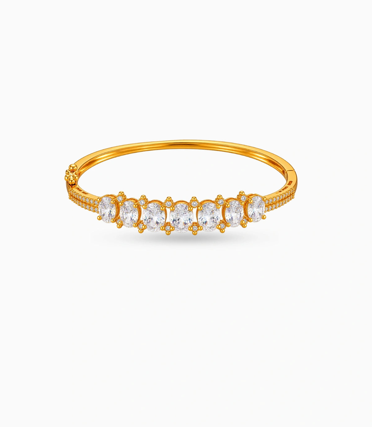 Gold Plated Oval Cut AD Flexible Bracelet