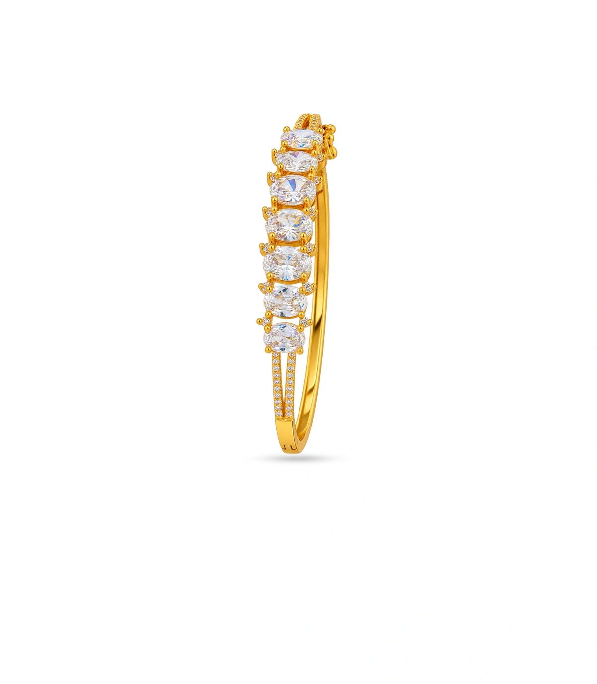 Gold Plated Oval Cut AD Flexible Bracelet