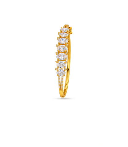 Gold Plated Oval Cut AD Flexible Bracelet