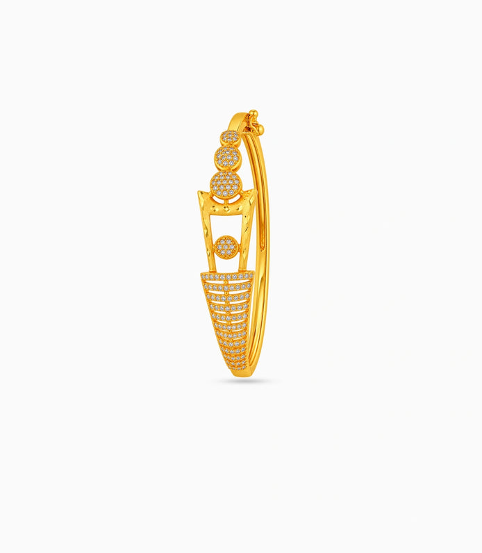 Gold Plated Circular Cluster AD Flexible Bracelet